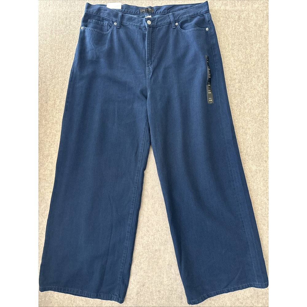 Banana Republic High Rise Wide Leg Jeans Dark Rinse Full Length Womens 18 New
